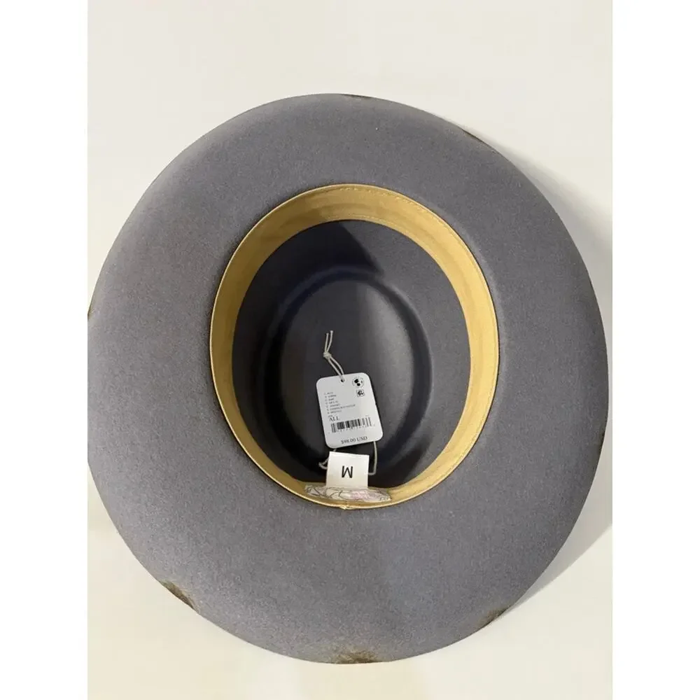 Free people cosmic round top grey wool hat size medium. Cowboy rodeo hat NWT.
